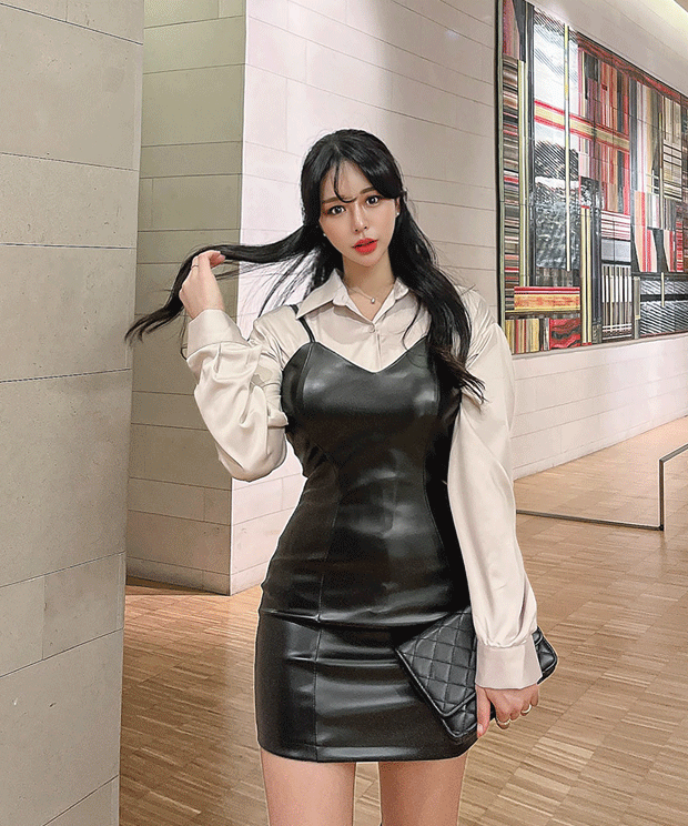 [Year-end look/John Ye] Ezrut leather dress, ops