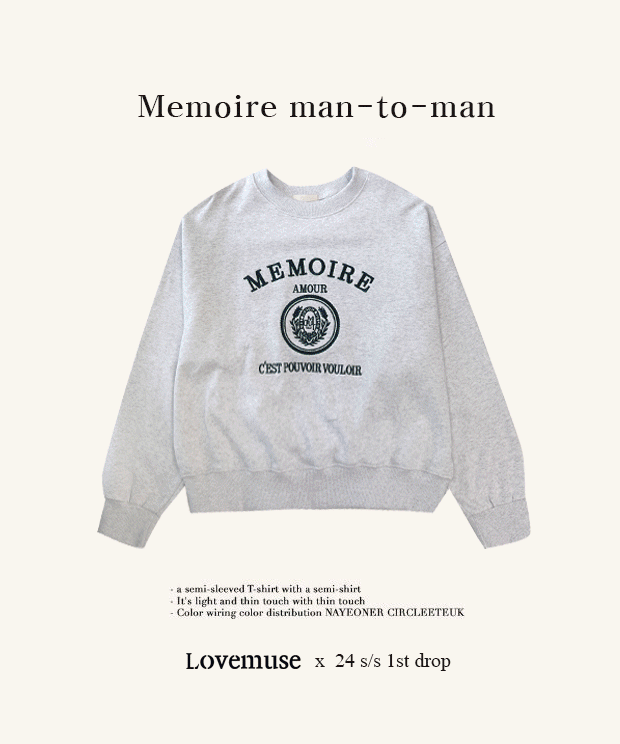 [💙High Quality/Daily ෆ] Delany Embroidery Sweatshirt, mtm
