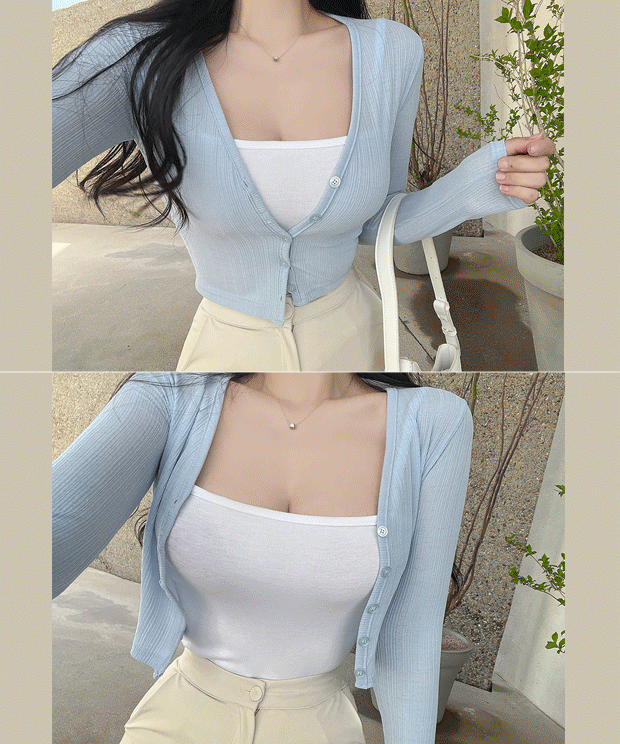 [💙only love💙/Summer cardigan ෆ] Pastel summer crop cardigan, cd